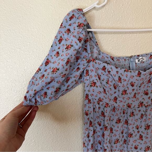 Reformation Bristol blue floral mini dress puff sleeves in petunia SIZE SMALL - Picture 2 of 6